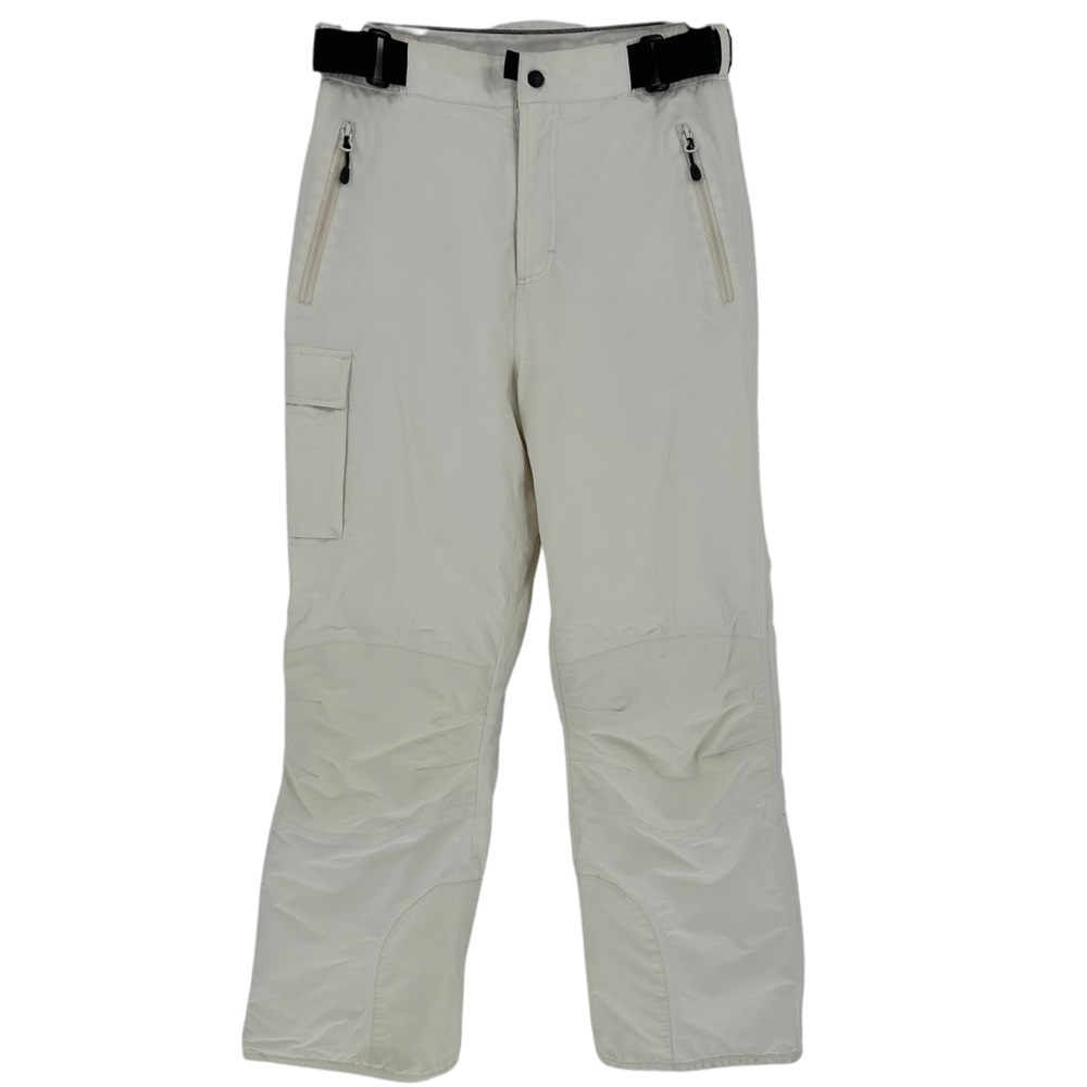 LANDS’END Snow Pants Thermolite Aquacheck Ski Winter Woman’s Sz 6 White Cargo